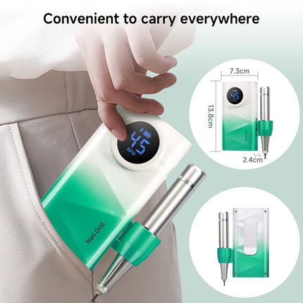 Professional Nail Drill Kit With Charging Dock, 45000RPM Cordless Electric Nail File With LCD Display, Rechargeable 4500mAh Battery Nail Efile For Acrylic & Gel Nails, Manicure Pedicure, Salon & Home Use