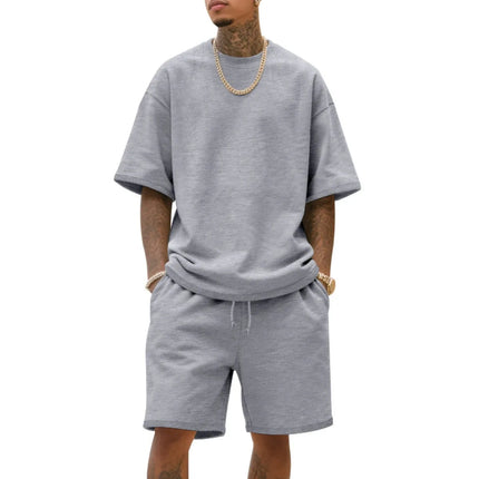 2025 100% cotone da uomo estivo stile americano sciolto High Street Hip-Hop Sport set a maniche corte con pantaloncini platinumshop
