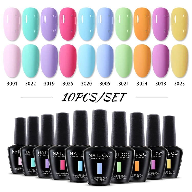 NAILCO 15ml Green Blue Series UV Nail Gel Polish Blue Colors UV&LED Gel Varnish Red Soak Off Semi Permanent LED Nail Gel Varnish