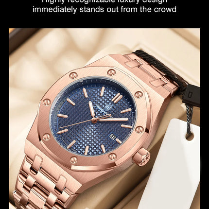 Customized Watch PAAZOMU Business Man Wristwatch Waterproof Luminous Date Men Watch Stainless Steel Quartz Watches For Men Reloj