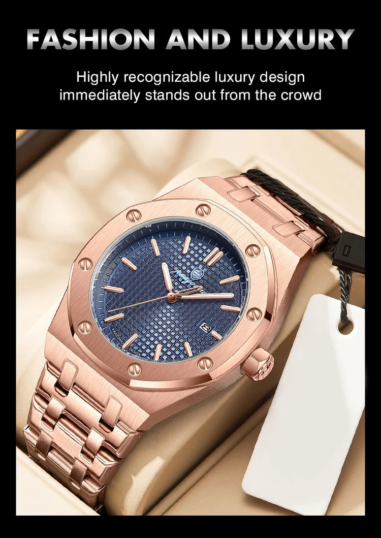 Customized Watch PAAZOMU Business Man Wristwatch Waterproof Luminous Date Men Watch Stainless Steel Quartz Watches For Men Reloj
