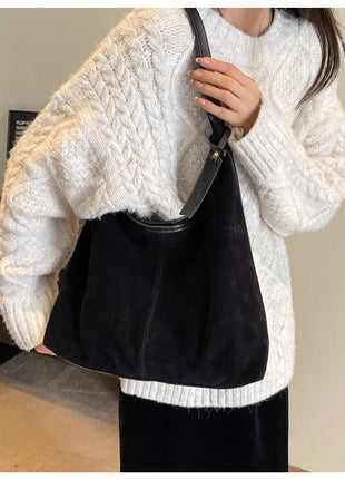 Women Suede Shoulder Bag with Zipper Hobo Bags Large Capacity Handbag Slouchy Bag Commuter Travel Bag Purses and Handbags PlatiNum