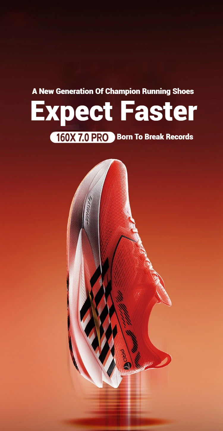 Xtep 160X 7.0 Pro Running Shoes 2025 Professional Marathon PB Carbon Plate Sports Shoes Cushioning Shock Sneakers 975319110041 PlatiNum