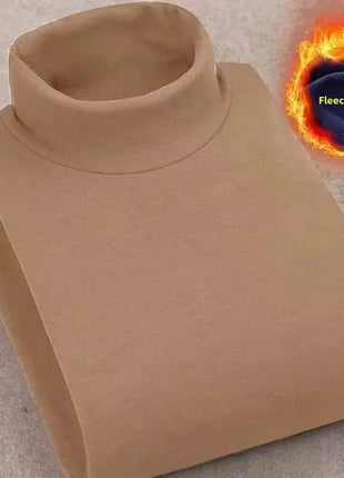 Double-Sided Fleece Long Sleeve T-Shirt Men's Autumn Winter Half High Collar Base Layer Heavyweight Warm Top Base Layer Shirt PlatiNum