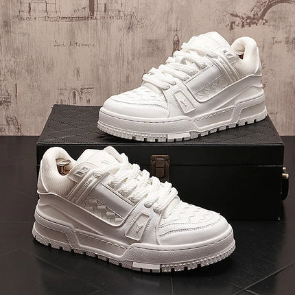 Sneakers Casual Mens Designer Bling Punk Board Shoes Fashion Split Leather Breathable Height Increased Flat Platform Sport Shoes