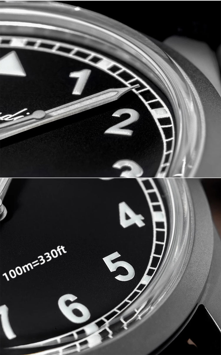 ADDIESDIVE 36mm Men's Analog Watch Bubble Mirror Glass 100m Waterproof Luminous Watch Simple Men Quartz Watches with Nylon Strap