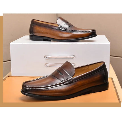 Mocassini da uomo di lusso in vera pelle slip on scarpe eleganti da lavoro casual nere scarpe da ufficio per feste di matrimonio da uomo