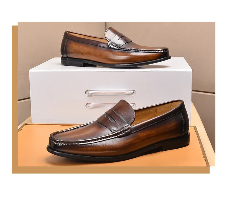 Mocassini da uomo di lusso in vera pelle slip on scarpe eleganti da lavoro casual nere scarpe da ufficio per feste di matrimonio da uomo
