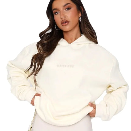 Women Oversized Hoodie White Fox Leisure Puff Letter Print Long Sleeve Loose Pullover Casual Streetwear Hoodies & Sweatshirts