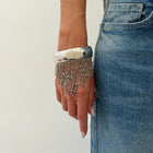 Set di Gioielli da Donna con Collana e Bracciali a Catena di Perle Metalliche a Cascata Esagerata, Creativa, con Nappe e Tubi Curvi PlatiNum