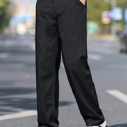 Jeans Larghi da Uomo in Lyocell Sottile, Morbidi e Comodi, Pantaloni alla Moda Primaverili ed Estivi, Denim Lavato di Marca
