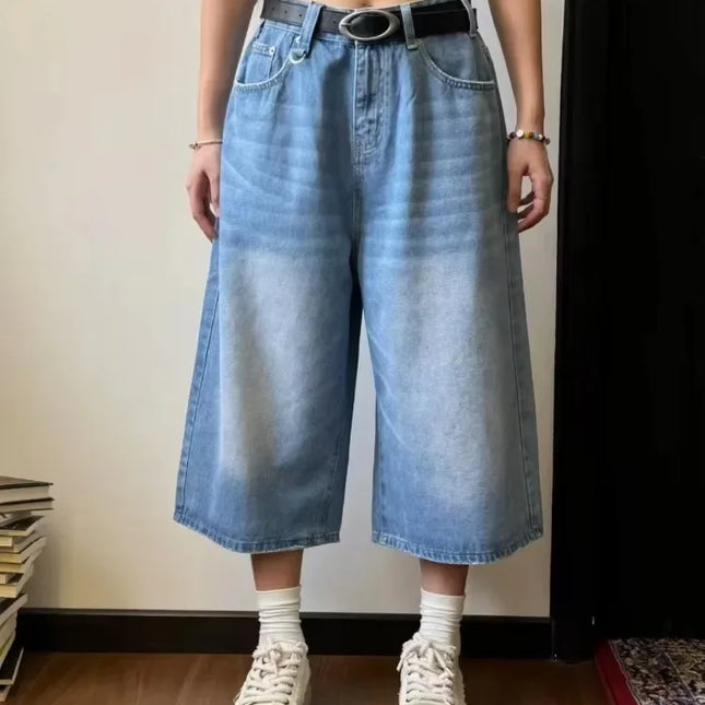 Jeans Jorts larghi vintage Y2k Streetwear Pantaloncini oversize Pantaloni in denim Moda coreana Pantaloni larghi Grunge Neutro estivo