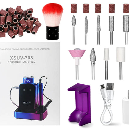 45000RPM Electric Nail Drill Professional Rechargeable Machine Low Noise Nails Sander File Polishing Set For Manicure Salon Tool