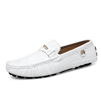 Scarpe Slip-On da Uomo in Pelle di Coccodrillo di Lusso, Scarpe Casual Primaverili ed Estive per la Guida, Stile Coppia, Taglio Basso, Suola in Gomma Traspirante