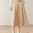High quality Women's 100% Cashmere High Waisted Umbrella Skirt Autumn Winter Elastic Knitted Fabric Breathable Warm Soft Comfort PlatiNum