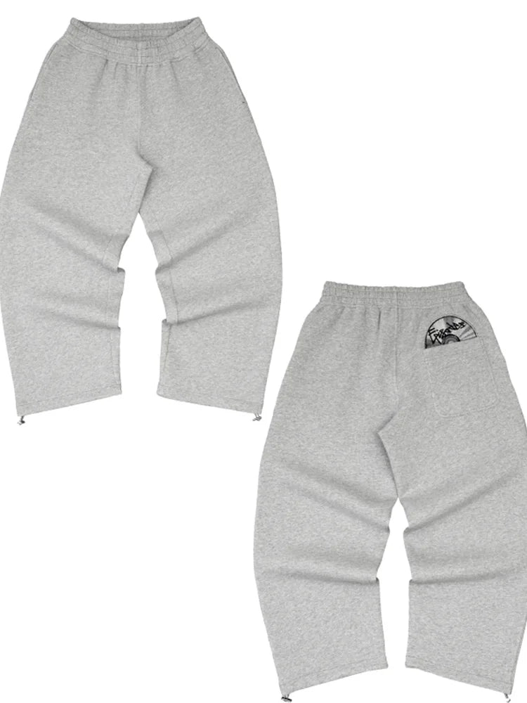 2026 Trendy High Street Retro Casual Streetwear Men's Sports Suit Y2K Harajuku Embroidered Hoodie men Hip-hop Loose Sweatpants PlatiNum
