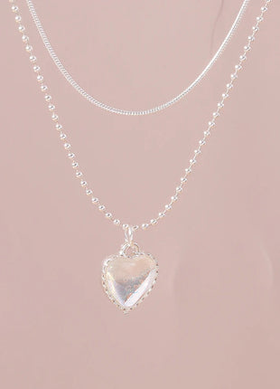 Y2K Crystal Butterfly Heart Necklace Fashion Kpop Shiny Clavicle Chain Necklaces for Women Girls New Trend Party Gifts Jewelry PlatiNum