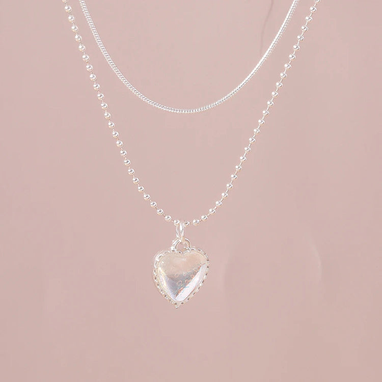 Y2K Crystal Butterfly Heart Necklace Fashion Kpop Shiny Clavicle Chain Necklaces for Women Girls New Trend Party Gifts Jewelry PlatiNum