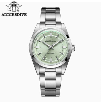 ADDIESDIVE Men's Quartz Watch VH31 Movement Mineral Glass 100m Waterproof Watch Luminous Dial Stainless Steel Simple Men's Watch