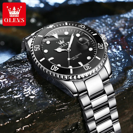 OLEVS 5885 Orologio da uomo Orologio al quarzo impermeabile di marca originale Cinturino in acciaio inossidabile Data automatica Orologi da regalo da uomo per uomo platinumshop