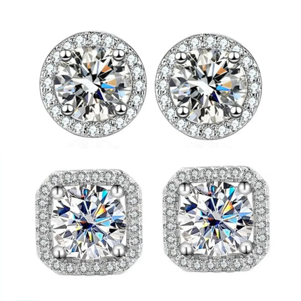 DISINIYA Color Earrings Mosonite Earring Square Bag Earrings marry Jewelry simple and fashionable party, Valentine's Day gift PlatiNum