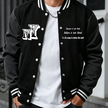New York Brooklyn Art Letter Print Clothes Man'S Loose Sports Baseball Jersey Fashion High Street Veste Autumn Winter Jackets