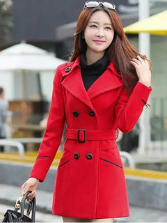 2023 New Korean Winter Woman Wool Coat Long Warm Female Woolen Coat Female Autumn Fashion Double-Breasted Jacket Outerwear