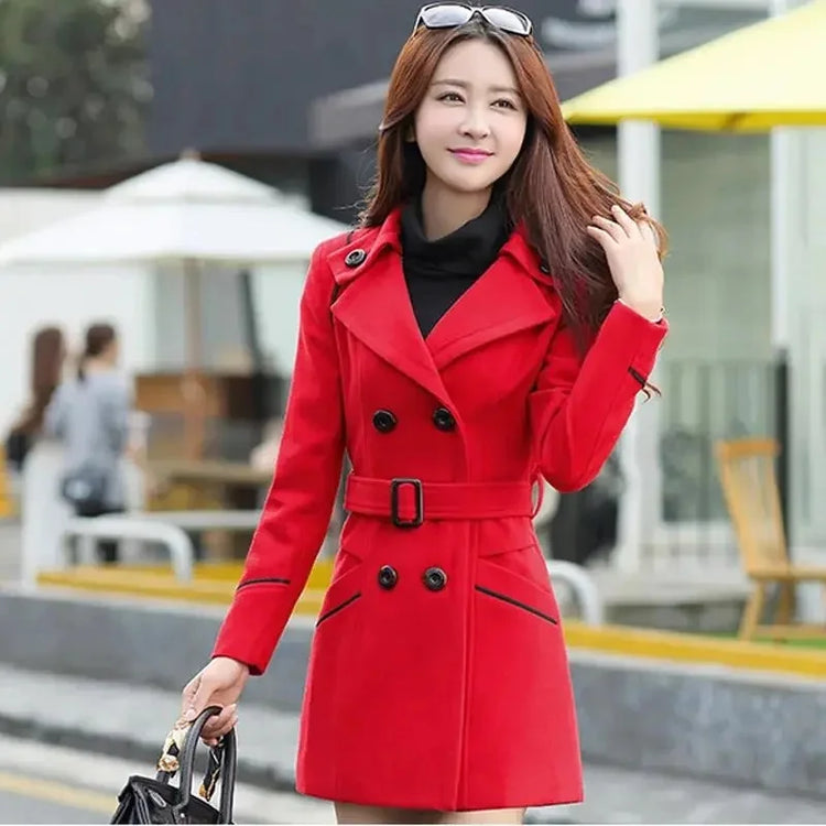 2023 New Korean Winter Woman Wool Coat Long Warm Female Woolen Coat Female Autumn Fashion Double-Breasted Jacket Outerwear