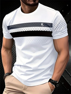 T-shirt grafiche a righe moda semplice per uomo T-shirt stampate in 3D a maniche corte alla moda estiva T-shirt girocollo oversize casual