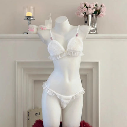 Sexy Bunny Girl Cosplay Lingerie Set Anime Plush Rabbit Ear Bra Panties Suit Role Play Temptation Costumes