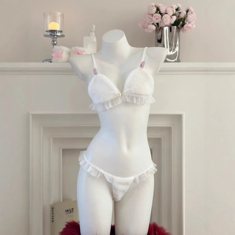 Sexy Bunny Girl Cosplay Lingerie Set Anime Plush Rabbit Ear Bra Panties Suit Role Play Temptation Costumes
