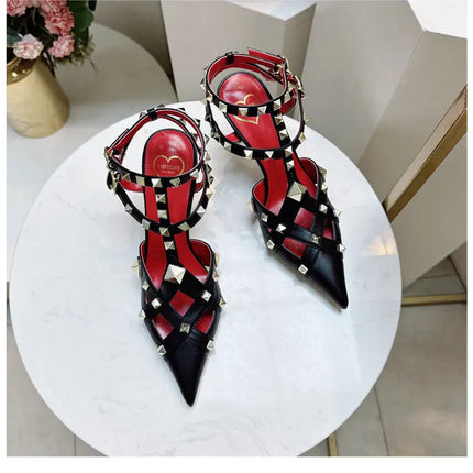 Nuovi Sandali con Tacco Alto e Borchie Primavera/Estate 2026, Sandali a Punta con Tacco Sottile, Scarpe Singole con Borchie platinumshop