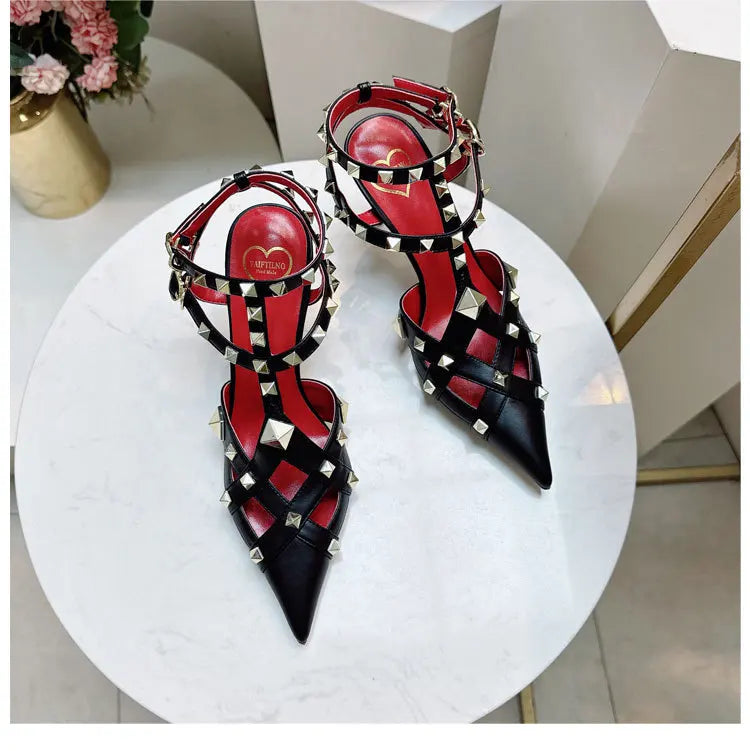 Nuovi Sandali con Tacco Alto e Borchie Primavera/Estate 2026, Sandali a Punta con Tacco Sottile, Scarpe Singole con Borchie platinumshop