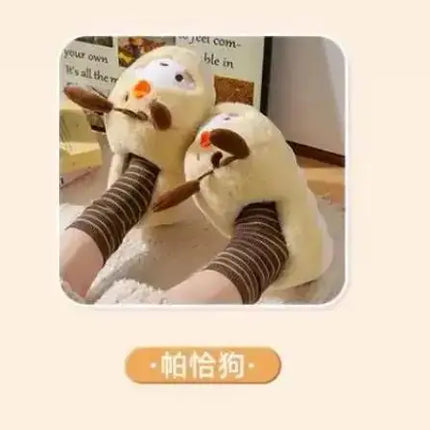 Anime Winter Plush Slippers Kuromi Hello Kitty Cinnamoroll Sanrioed Kawaii Cartoon Cute Indoor Thicken Warm Home Slippers