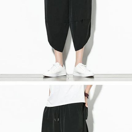 Pantaloncini Harem da Uomo Estivi 2026 Traspiranti Leggeri Sottili Comodi Tinta Unita Alta Qualità Oversize Lunghezza Polpaccio