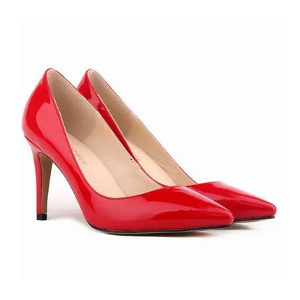 Décolleté da donna di grandi dimensioni Tacchi alti classici a punta Tacchi a spillo sexy da 9 cm Scarpe da festa di nozze rosse da donna eleganti e confortevoli platinumshop