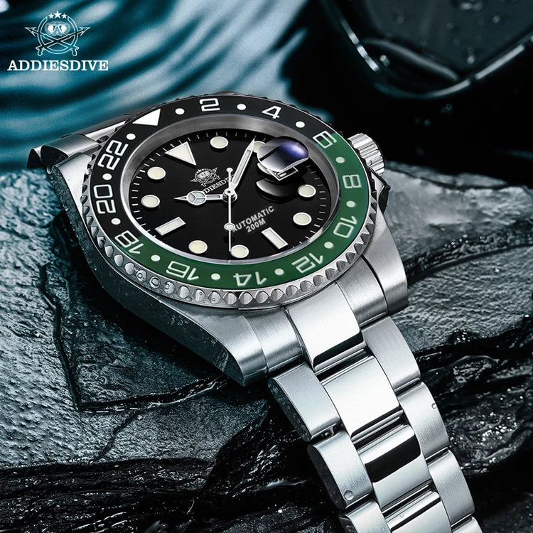ADDIESDIVE Men's Watch NH35 Automatic Luxury Sapphire Crystal 200m Waterproof Luminous Date Stainless Watches Relogios Masculino