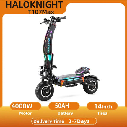 Halo Knight T107 Max Scooter elettrico 13 pollici Off Road Pneumatico 4000W * 2 Doppio motore 72V 50Ah Batteria E-Scooter per pendolarismo urbano