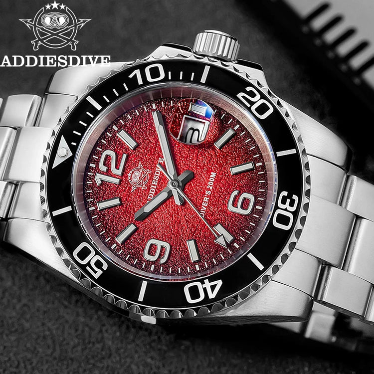 ADDIESDIVE 41mm Watches Japan 2115 Quartz Movement Luminous 200m Waterproof Dive Ceramic Bezel 316L Stainless Steel Man Watches