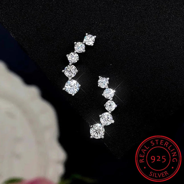 Real D Color Moissanite Diamond Earrings 925 Sterling Silver Sparkling Smile Stud Earrings for Women Jewelry Gift Oorbellen PlatiNum