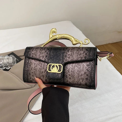 New Ladies Metal Buckle Simple Fashion Shoulder Bag Party Commuting Bag Women Luxury Brand Design PU Leather Bag PlatiNum