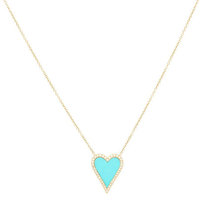 Stainless Steel Vintage Natural Stone Heart Pendant Necklace For Women Girl Clavicle Chain Choker Zircon Fashion Jewelry Gift PlatiNum