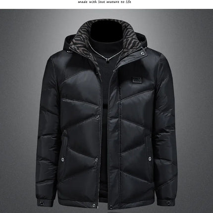 2025 Autumn And Winter Men's 90% White Duck Down Black Hooded Down Jacket Kurtka Zimowa Duck Down Jacket Mens Clothing