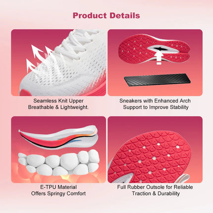 Baasploa Running Shoes Men Carbon Plate Professional Cushioning Anti-slip Sneaker Female Casual Breathable Jogging Sports Shoes PlatiNum
