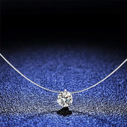 1ct Moissanite diamante S925 argento sterling invisibile trasparente lenza clavicola collana a catena gioielli da donna PlatiNum