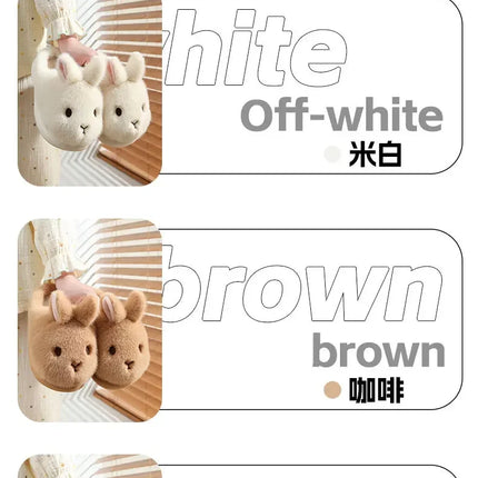 Women's Cute Rabbit Cotton Slippers Autumn and Winter Cartoon 3D Bunny with Plush Insulation, Thick Bottom, Home Plush Slippers