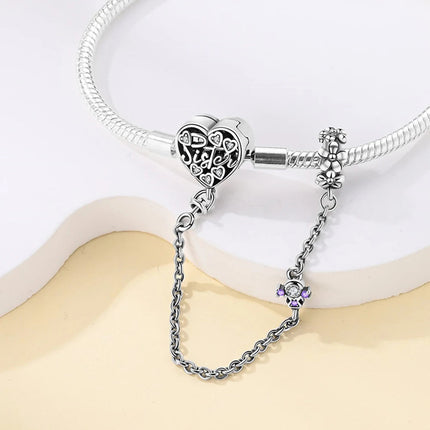Nuovo Bracciale Originale in Argento 925 con Quadrifoglio Portafortuna e Catena a Serpente, Adatto per Gioielli Fai-da-Te da Donna PlatiNum