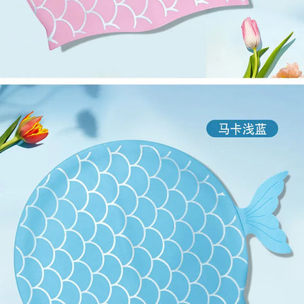 Cuffia da nuoto per bambini Cuffia da nuoto allargata in silicone impermeabile a squame di pesce carino per accessori da nuoto per ragazze dei ragazzi