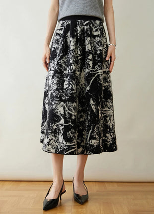 New 100% Pure Cashmere Half Skirt Women's Autumn Winter Mid-calf Knitted Full Skirt A-line High Waist Dress Retro Chinese Style PlatiNum