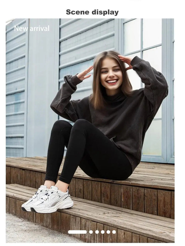 Baasploa Women Running Shoes Lightweight Breathable Sport Shoes Female Comfort White Casual Sneakers Height Increase Cushioning PlatiNum